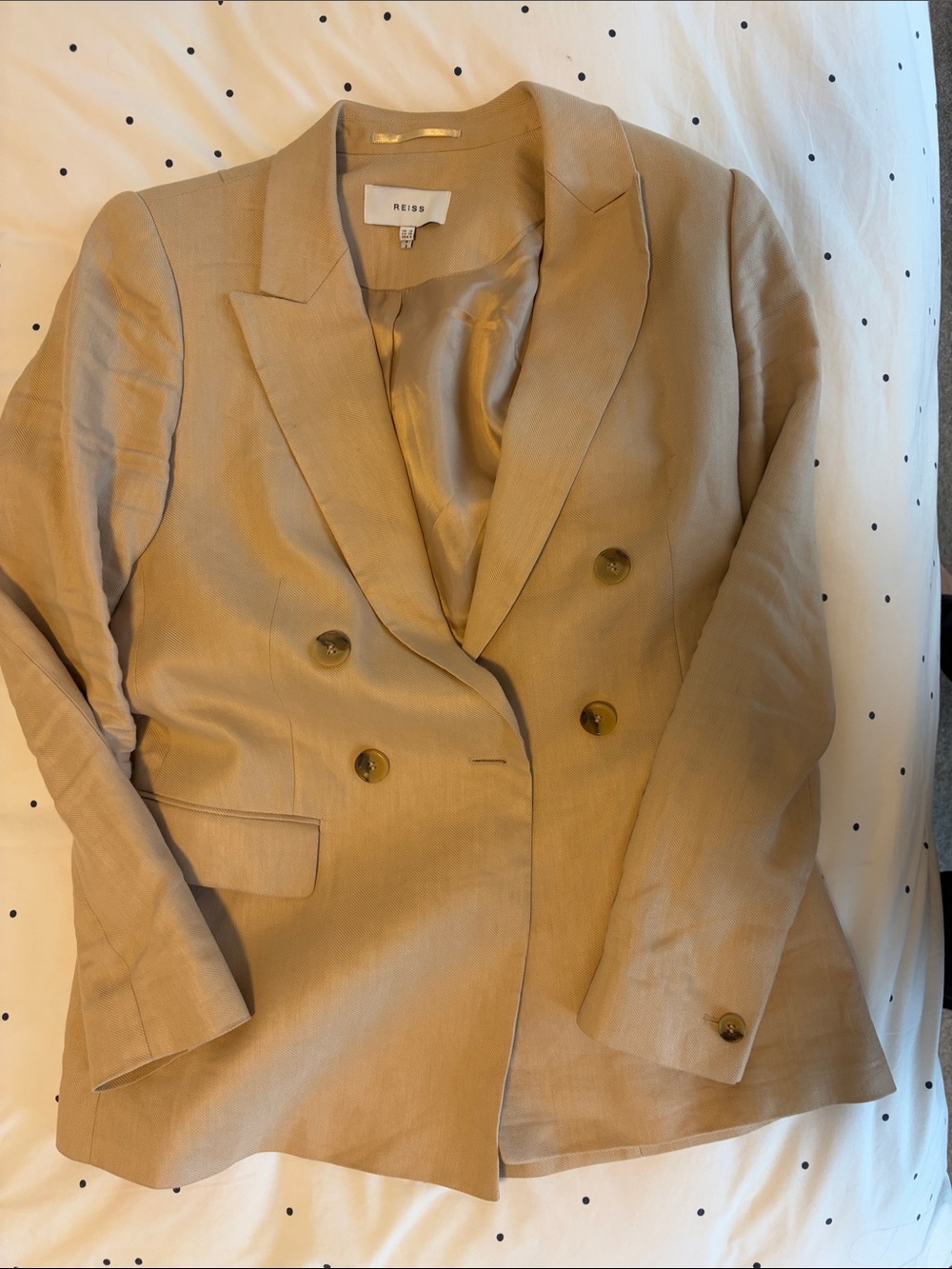 Reiss Double-Breasted Blazer in Khaki
